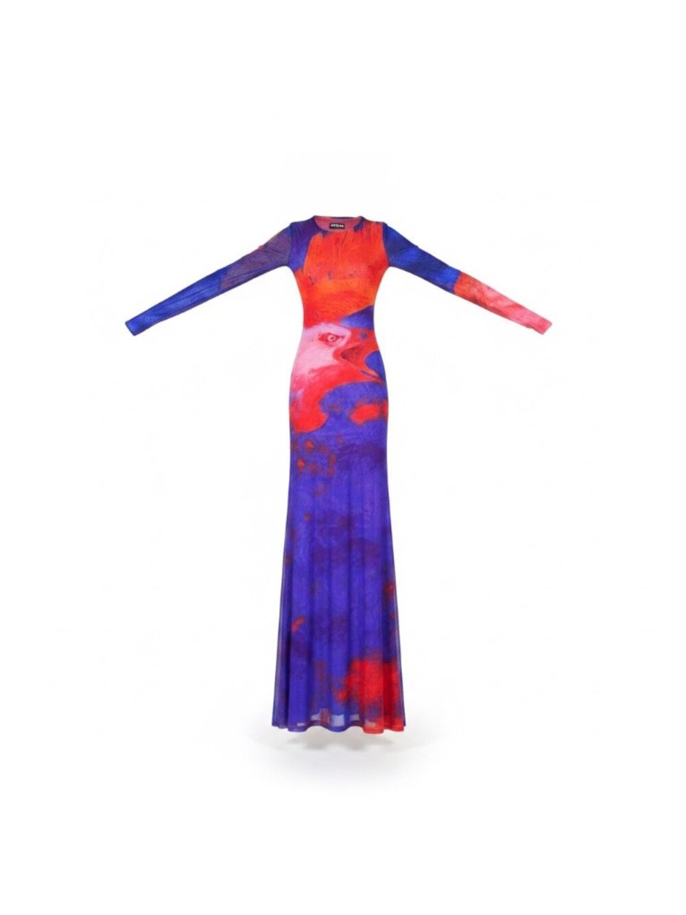 Woods By Jordyn Womens Red & Blue Mesh Long Sleeve Maxi Dress Size XS